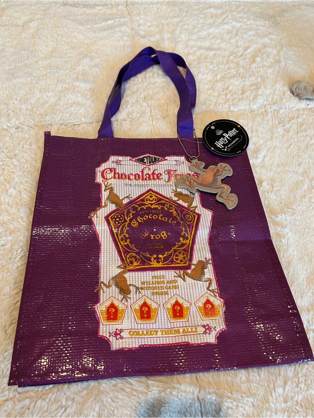Harry Potter Purple Chocolate Frog Tote Bag with Charm